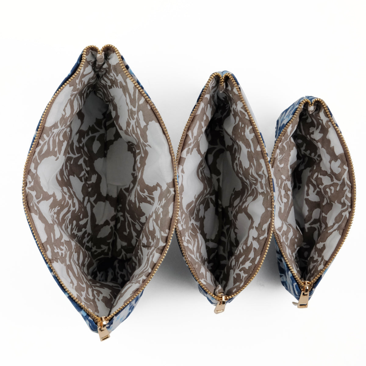 Set of 3 - Botanical Bliss Blue Utility Pouch
