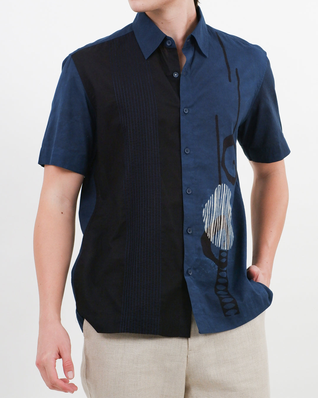 Black & Blue Ajrakh Short Sleeve Shirt