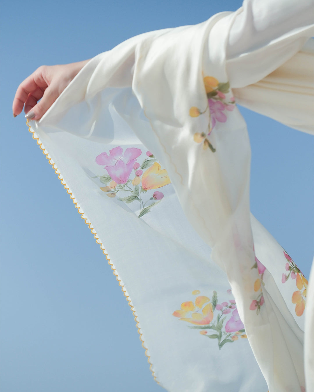 Off - White Manjiri Handpainted Silk Organza Dupatta
