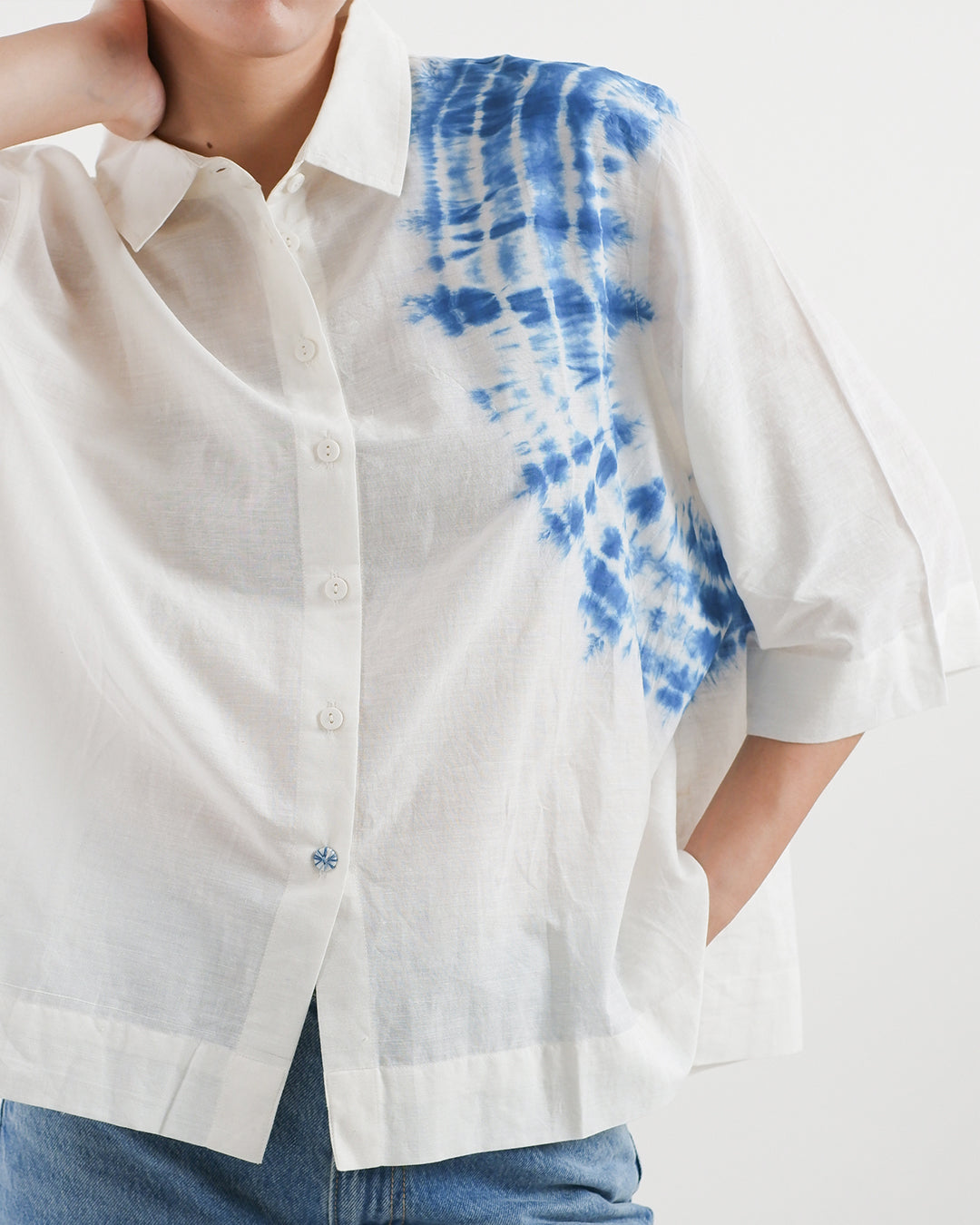 Chakra Blue Tie & Dye Handloom Cotton Shirt