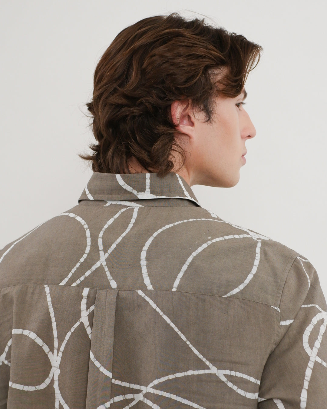 Earth Brown Looped Batik Long Sleeve Shirt