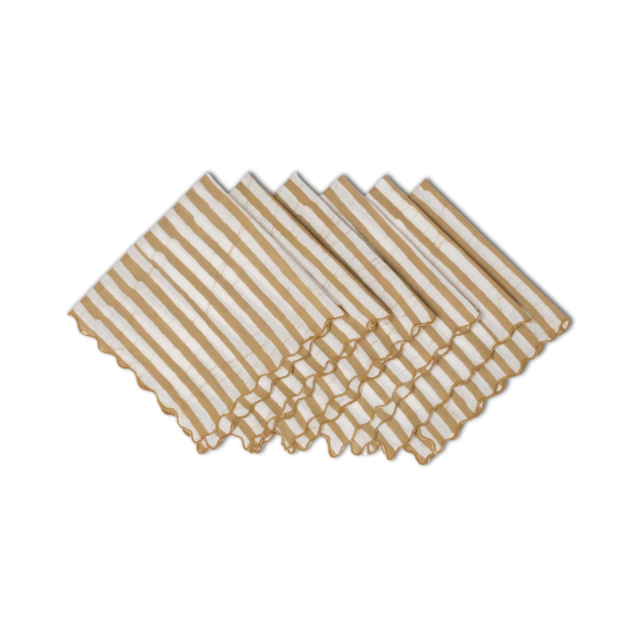 Set of 6 - Stripes Khakee Cocktail Napkins
