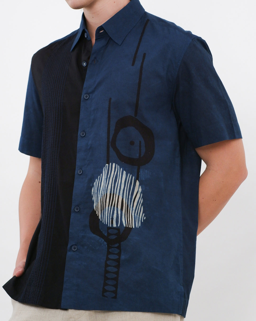 Black & Blue Ajrakh Short Sleeve Shirt