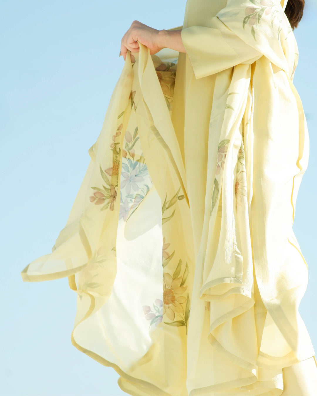 Yellow Saher Handpainted Chiffon Dupatta