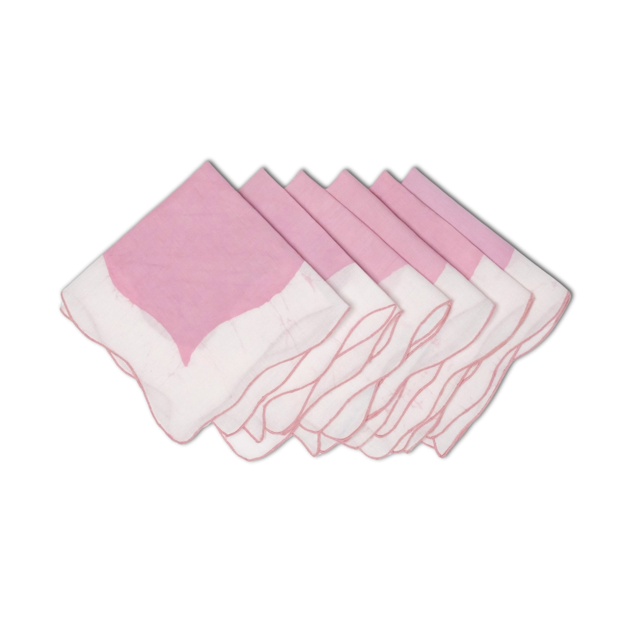 Set of 6 - Waves Baby Pink Cocktail Napkins