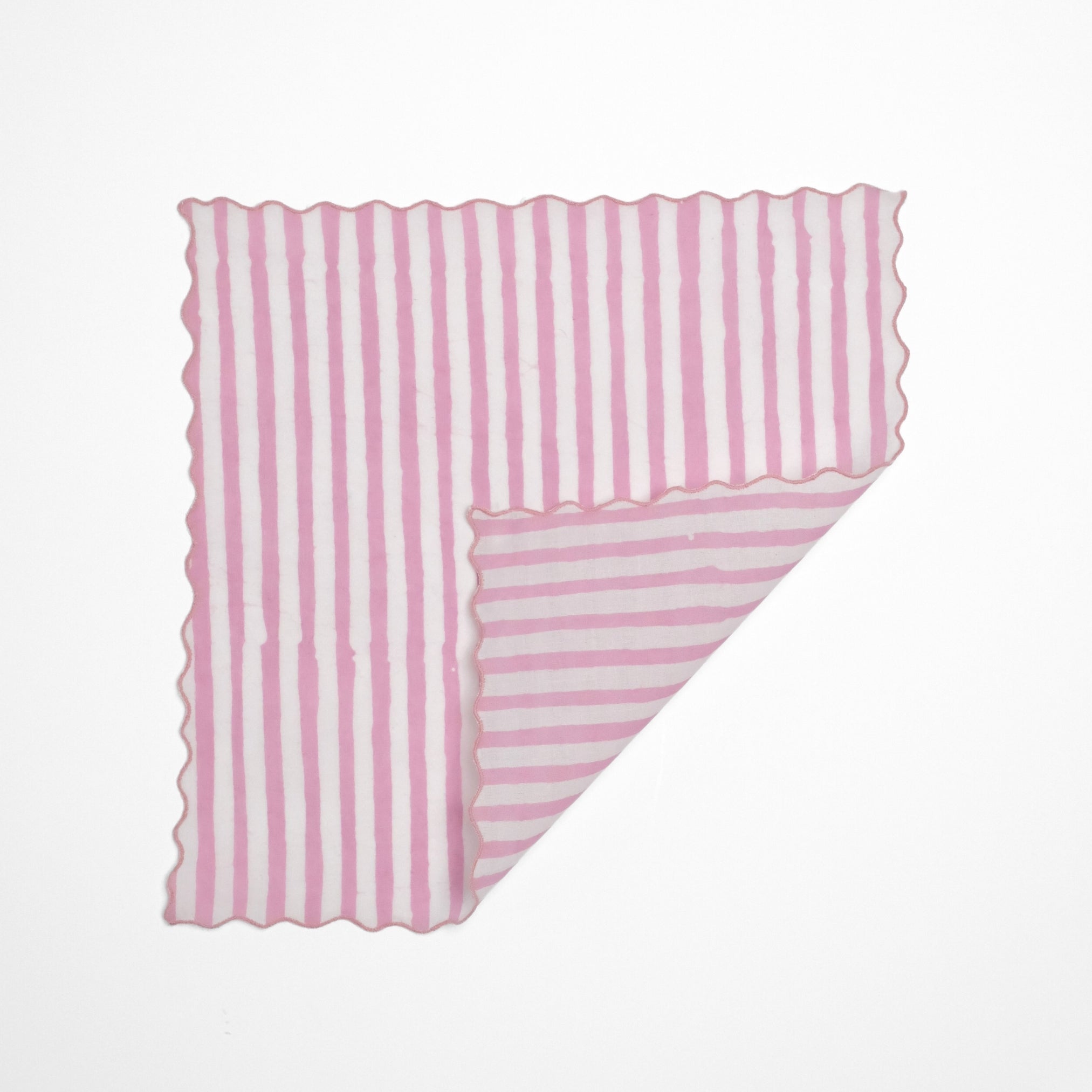 Set of 6 - Stripes Baby Pink Cocktail Napkins