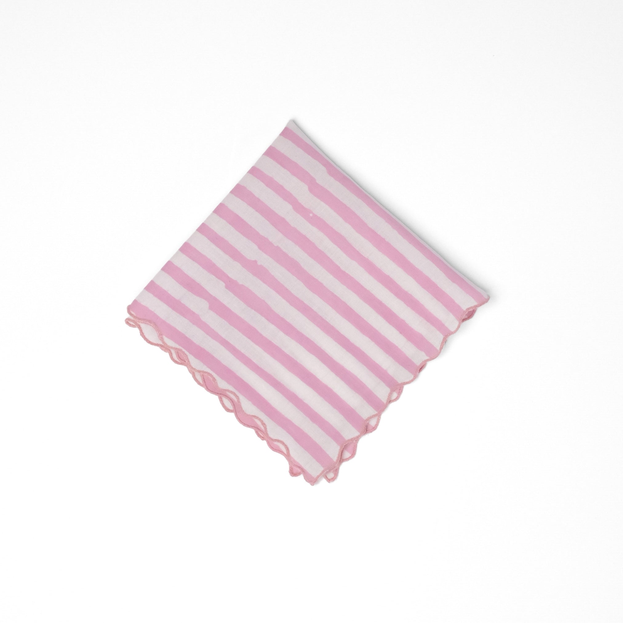 Set of 6 - Stripes Baby Pink Cocktail Napkins