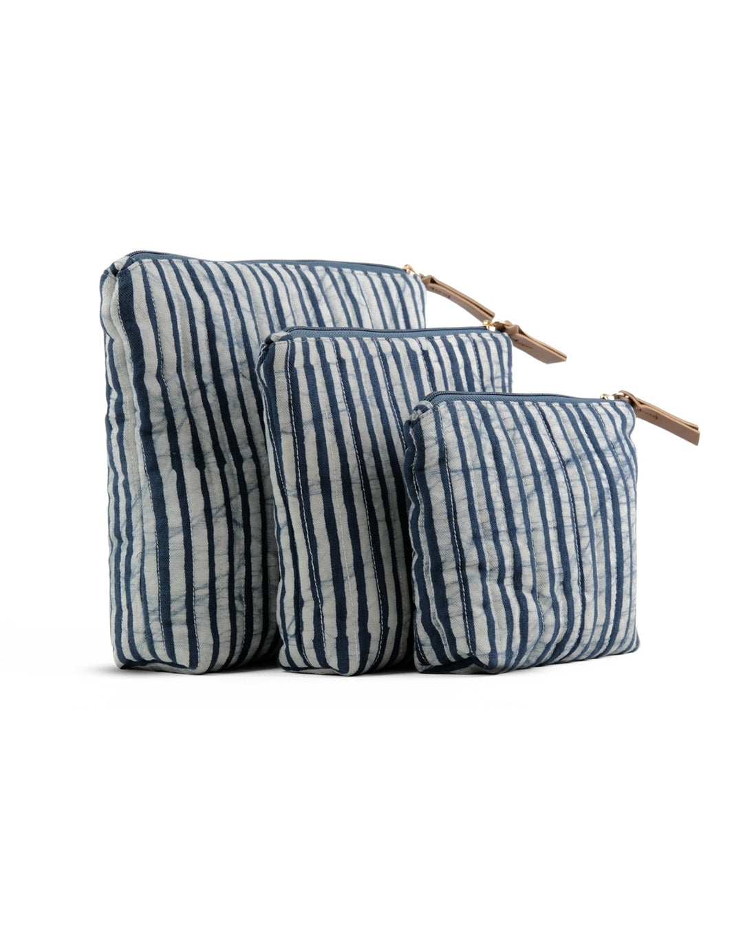 Set of 3 - Twilight Stripes Blue Toiletry Pouches