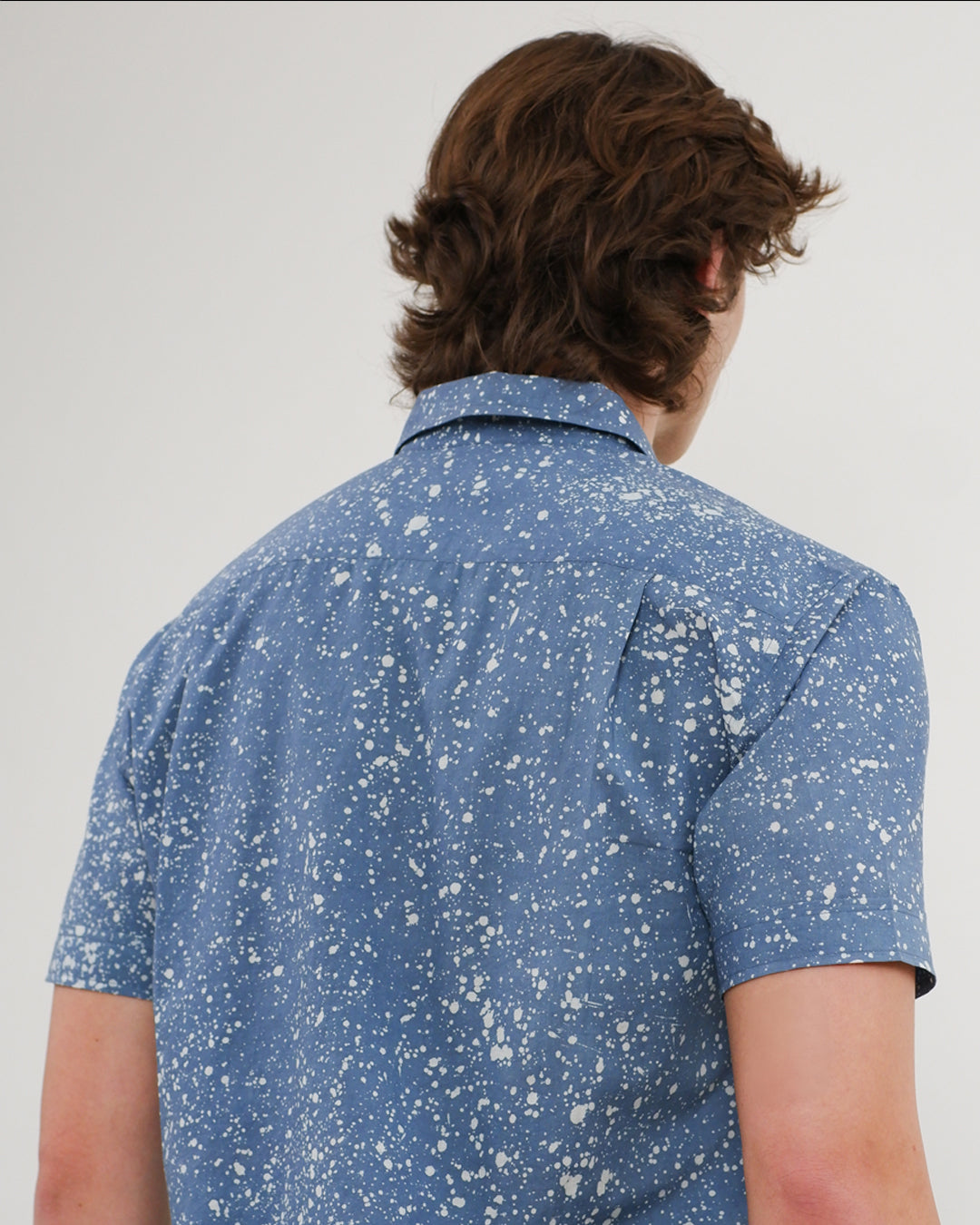 Cool Blue Stipples Batik Short Sleeve Shirt