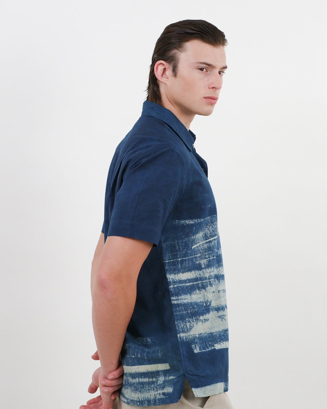 Water Indigo Ajrakh Short Sleeve Shirt