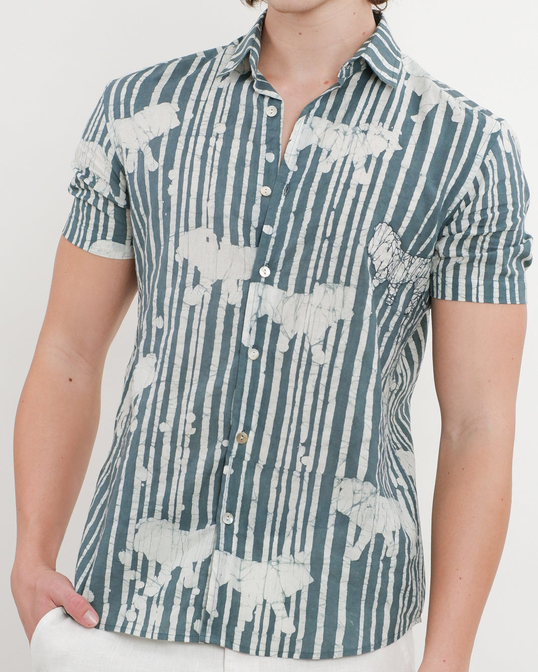 Sher Batik Embroidered Short Sleeve Shirt