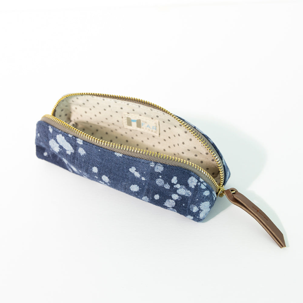 Denim Stipple's - D Shape Pencil Pouch