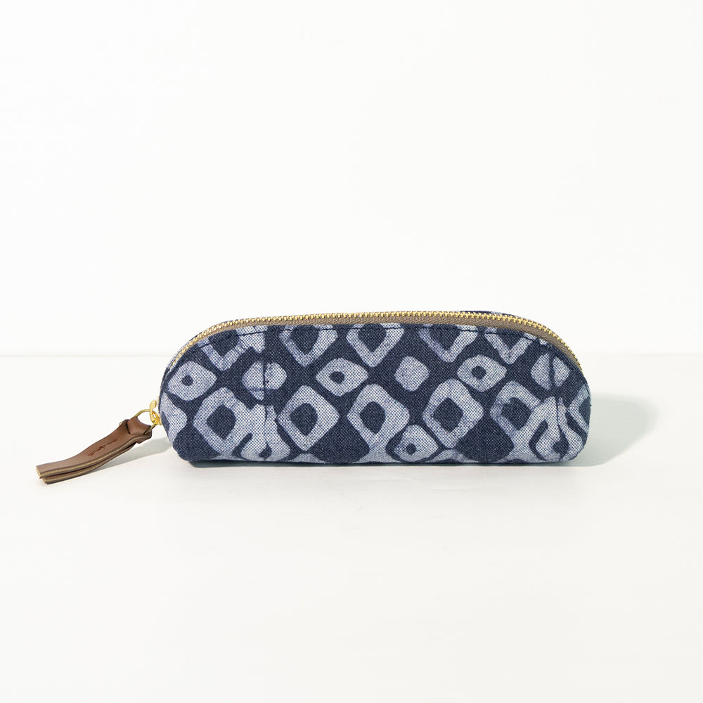 Denim Geometric - D Shape Pencil Pouch