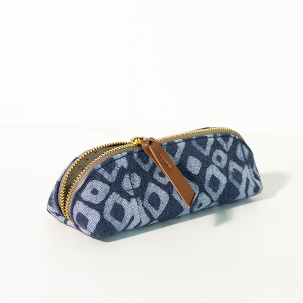 Denim Geometric - D Shape Pencil Pouch