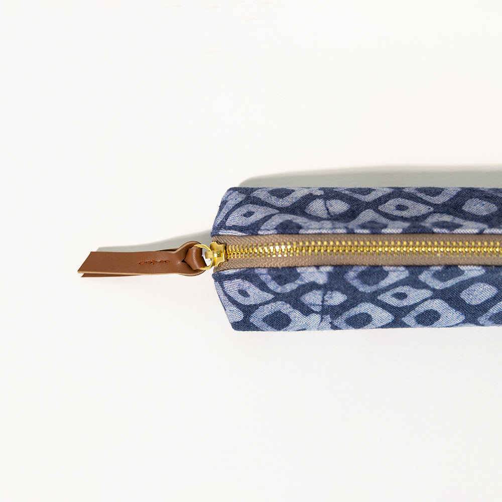 Denim Geometric - D Shape Pencil Pouch