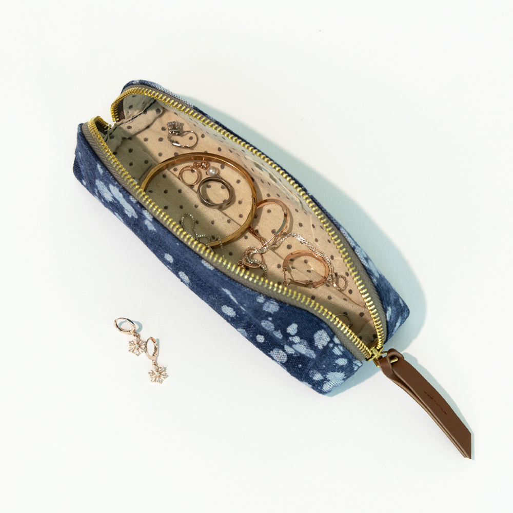 Denim Stipple's - D Shape Pencil Pouch