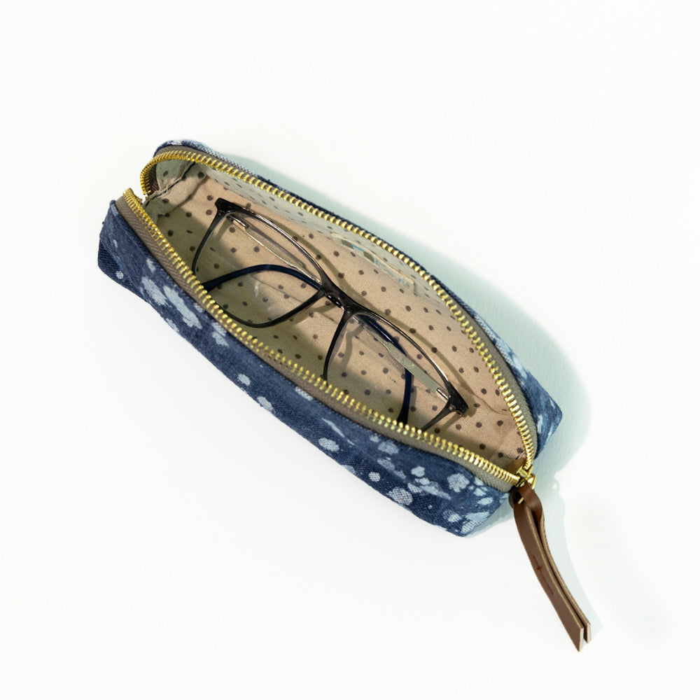 Denim Stipple's - D Shape Pencil Pouch