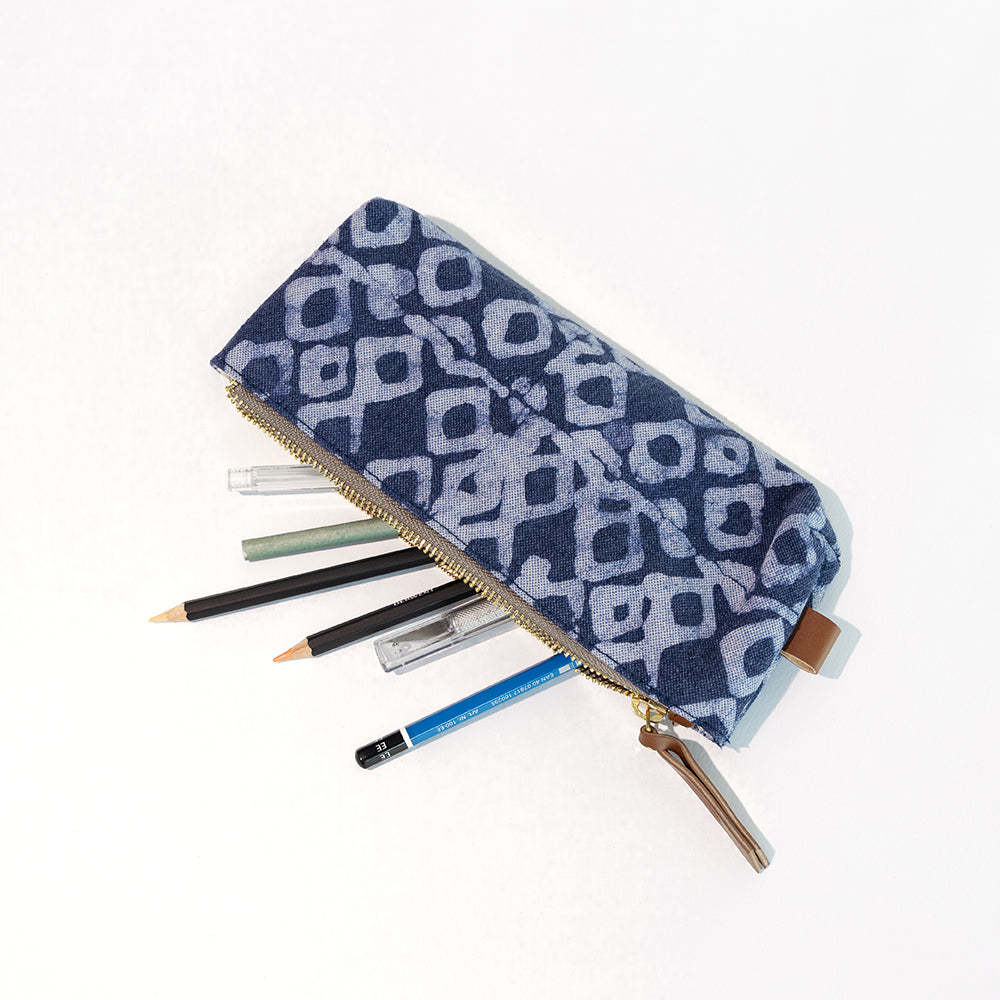 Stationery Pouch - Denim <br> (Geometric)