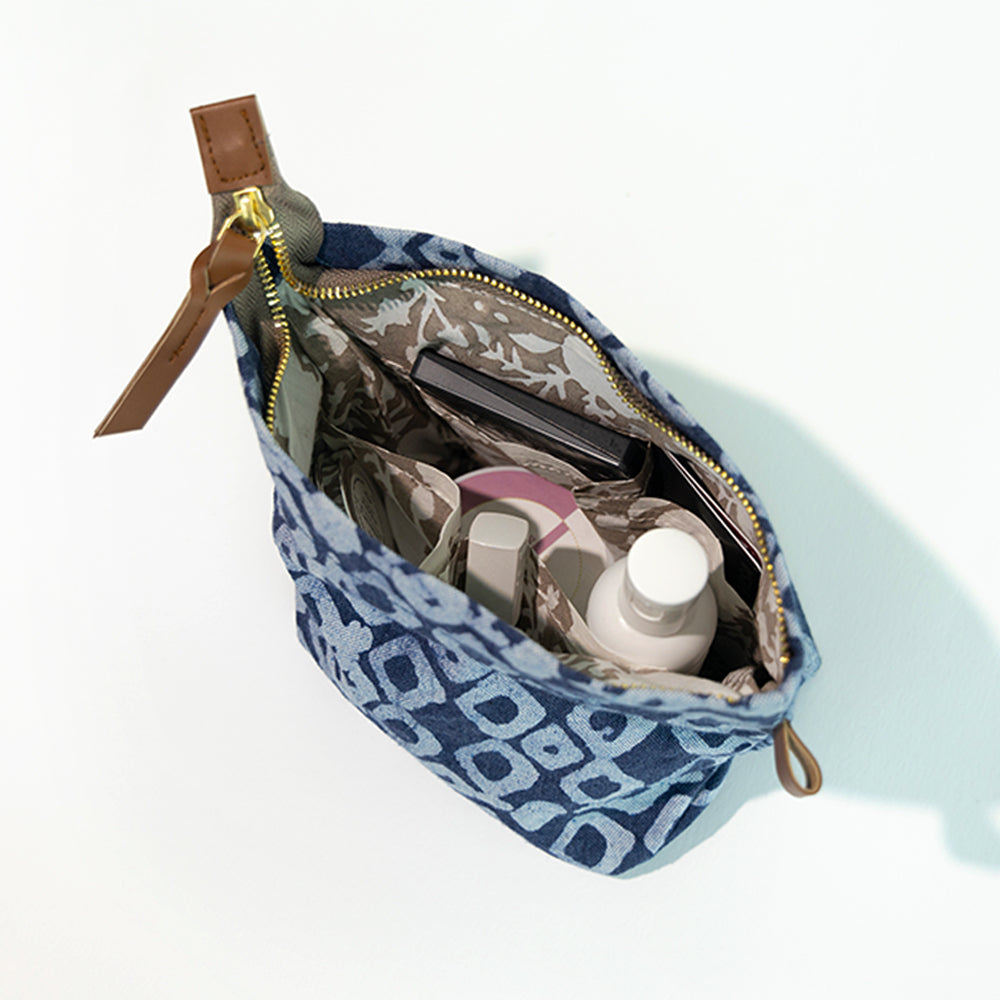 Denim Geometric - Travel Pouch (S)