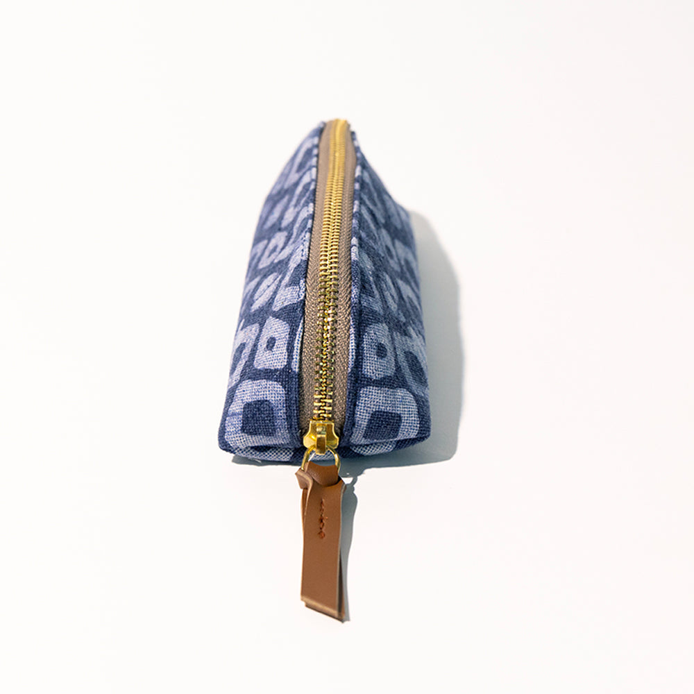 Denim Geometric - D Shape Pencil Pouch