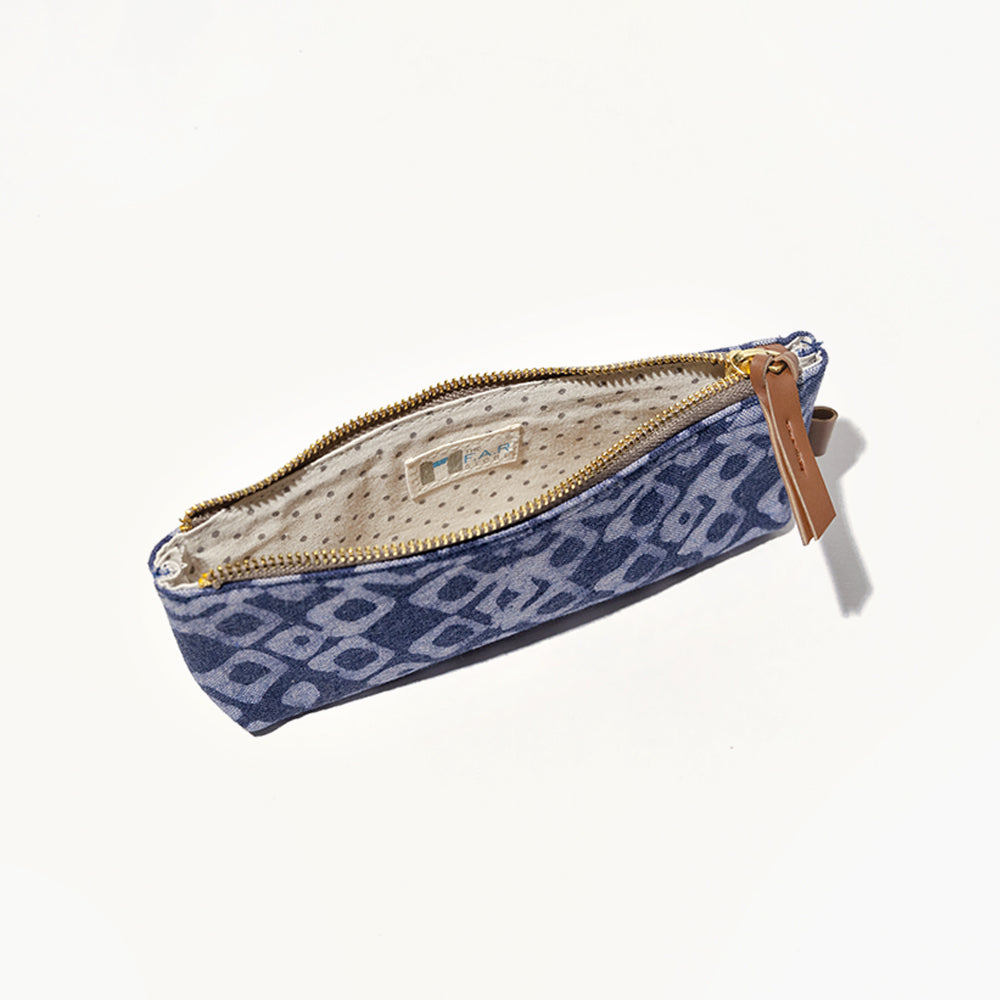 Stationery Pouch - Denim <br> (Geometric)