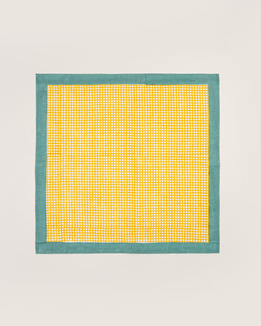 Set of 6 - Yellow & Green Checks Table Napkins