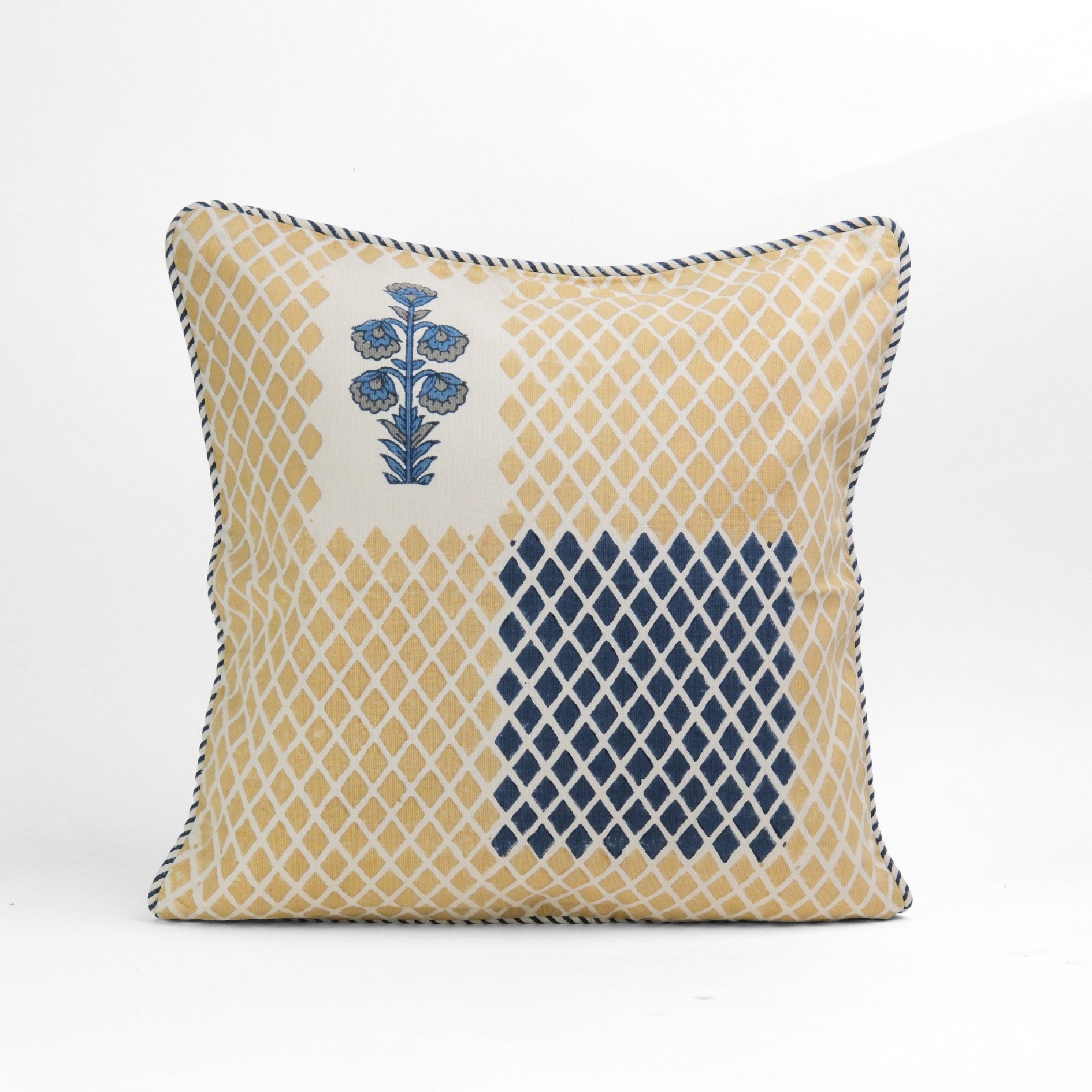Nature's Canvas Yellow Diamond Cushion Cover