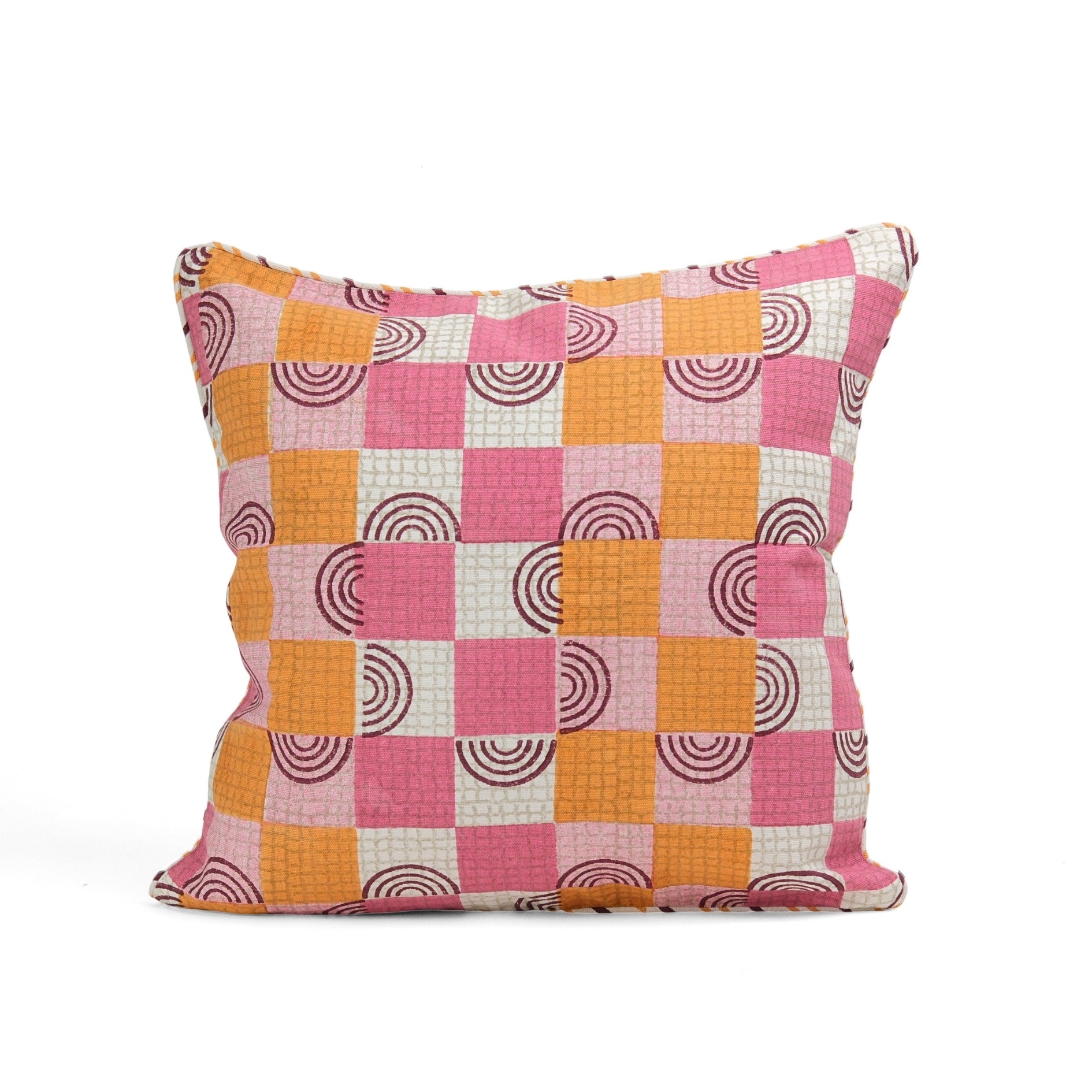 Sunset Whispers - Checks Cushion Cover