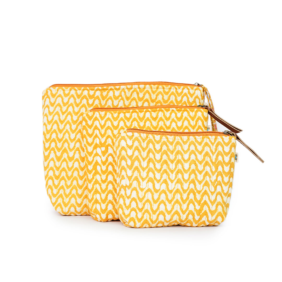 Set of 3 - Sunshine Waves Toiletry Pouches