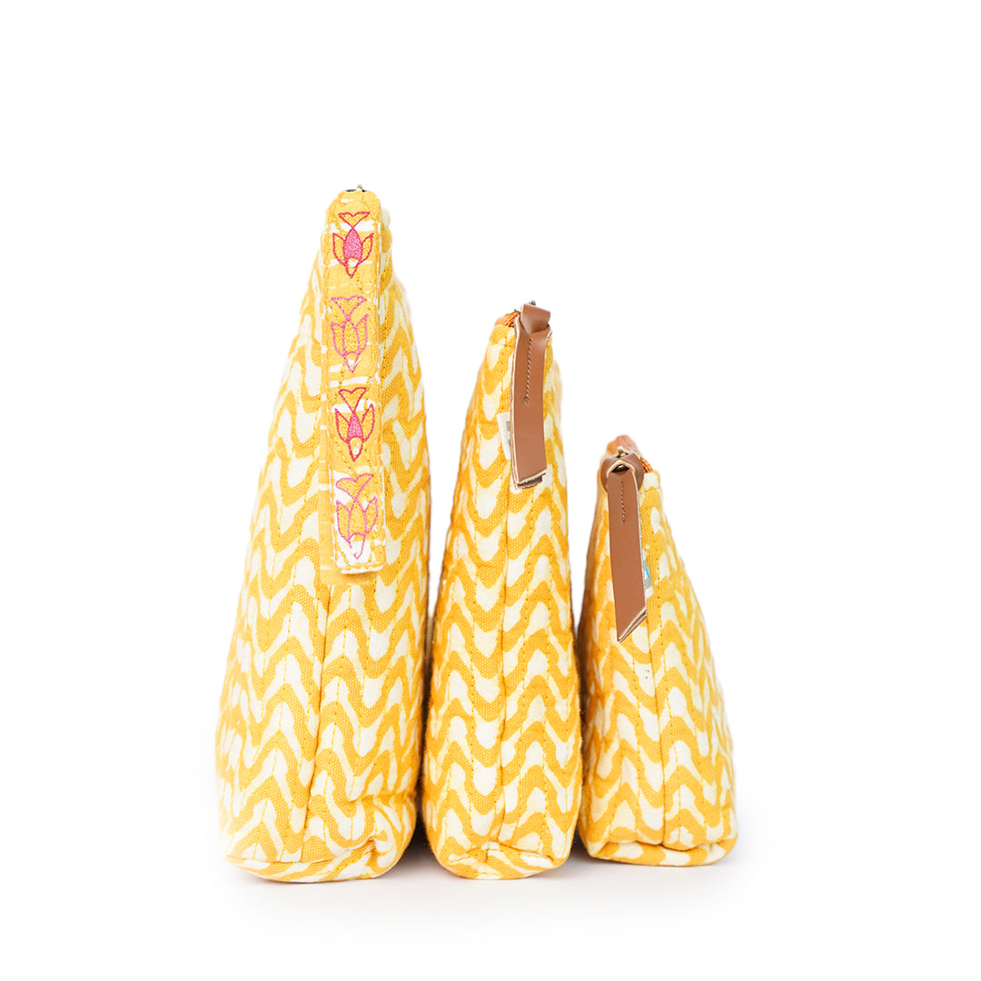 Set of 3 - Sunshine Waves Toiletry Pouches