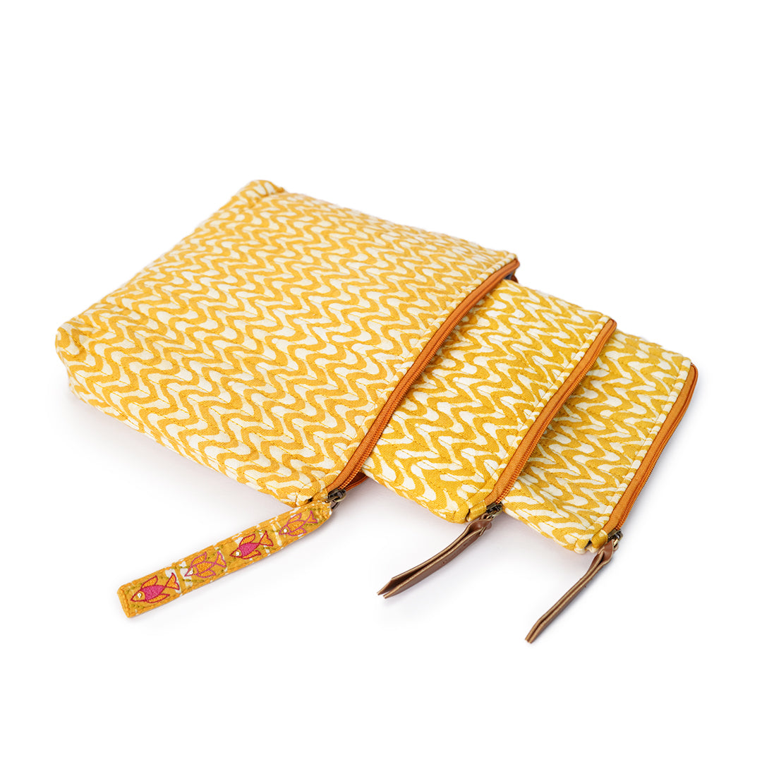 Set of 3 - Sunshine Waves Toiletry Pouches