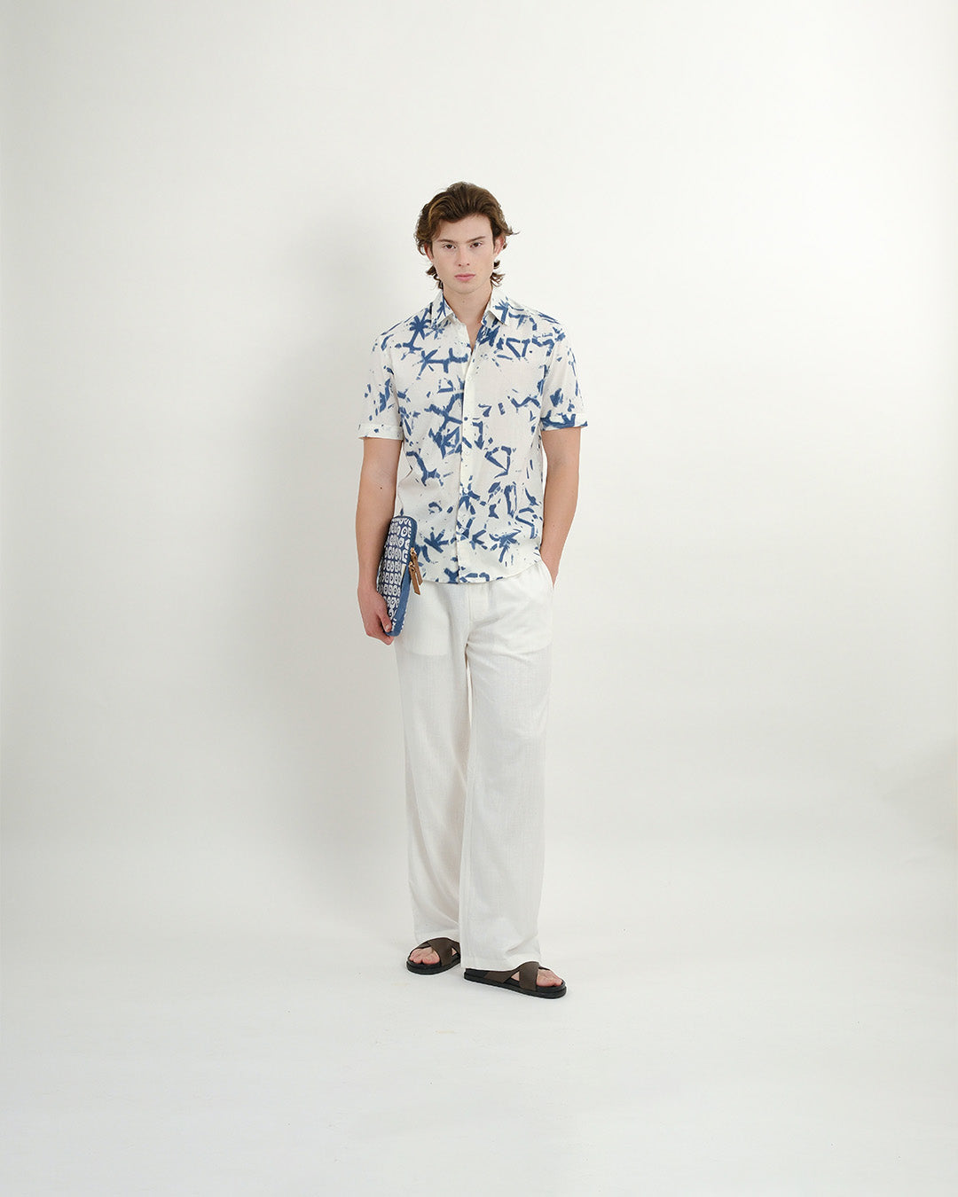 Broken Angle Block Print Short Sleeve Shirt