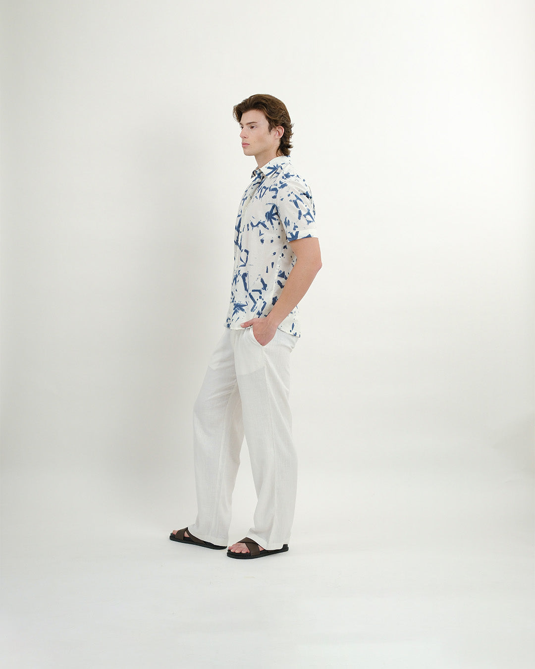Broken Angle Block Print Short Sleeve Shirt