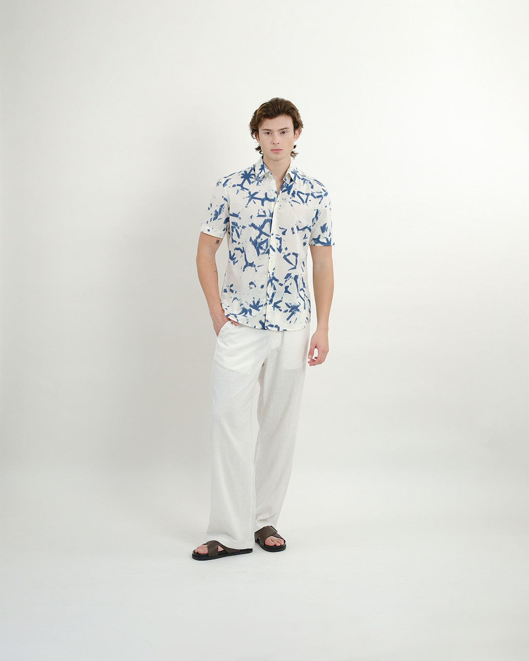 Broken Angle Block Print Short Sleeve Shirt
