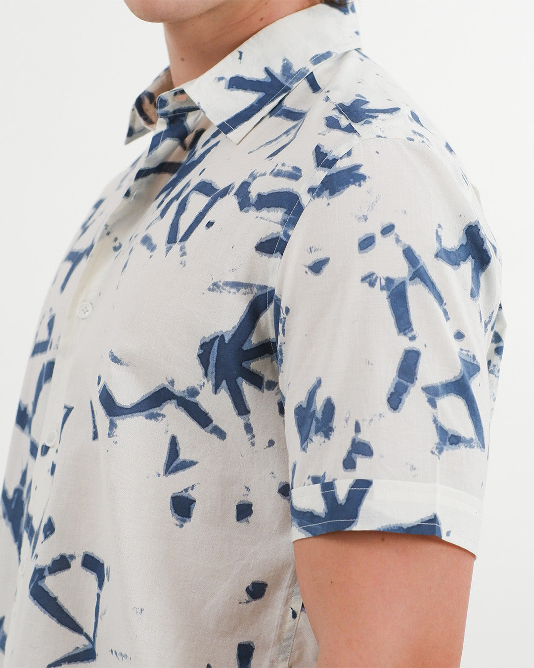 Broken Angle Block Print Short Sleeve Shirt