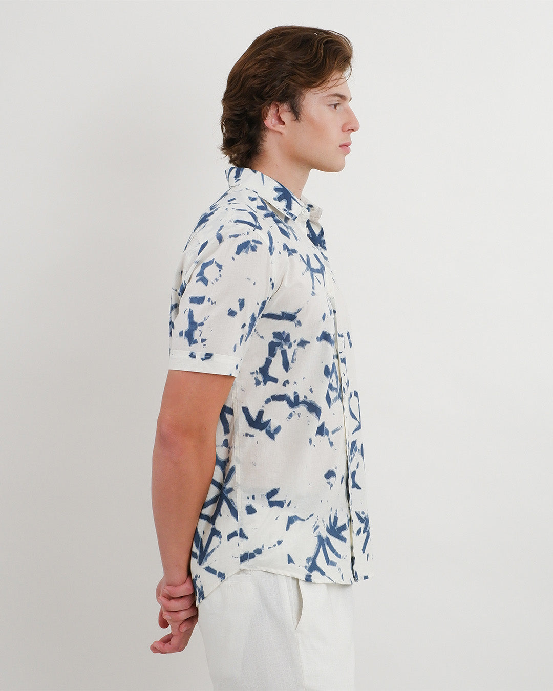Broken Angle Block Print Short Sleeve Shirt