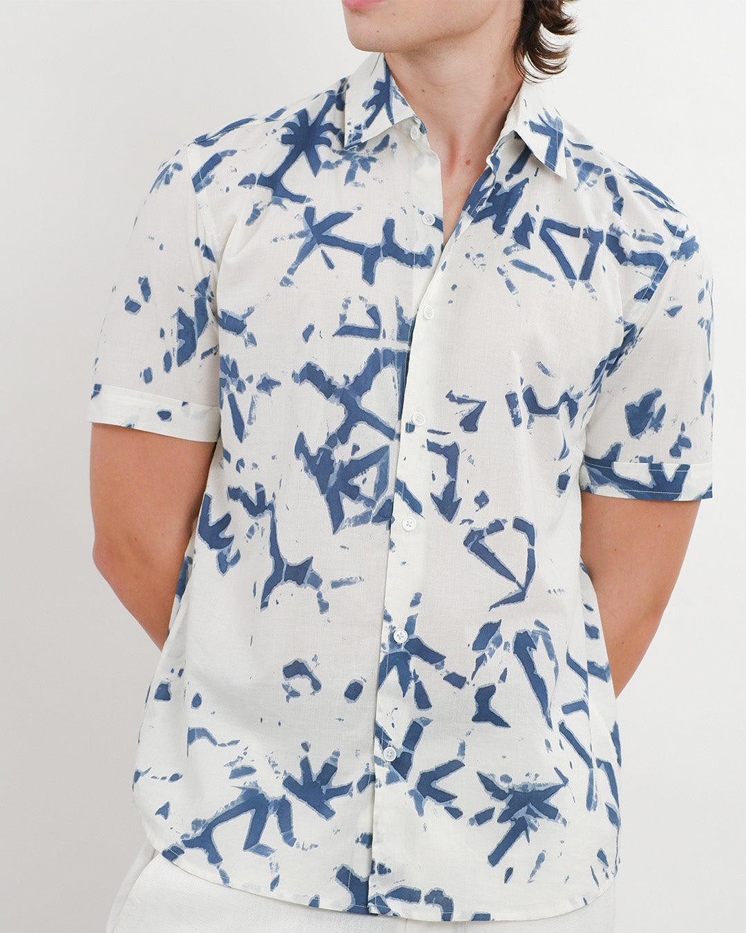 Broken Angle Block Print Short Sleeve Shirt