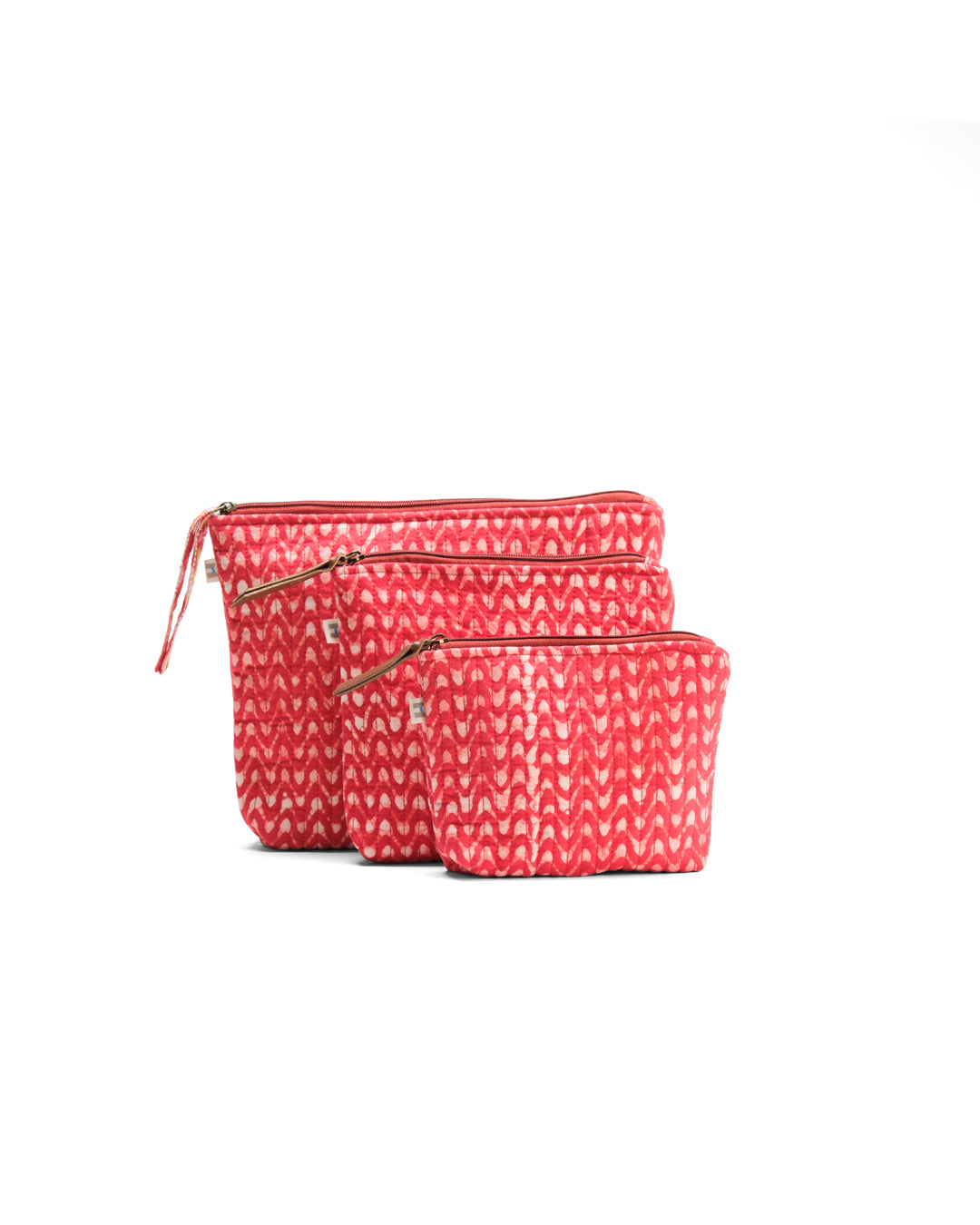 Set of 3 - Crimson Waves Toiletry Pouches