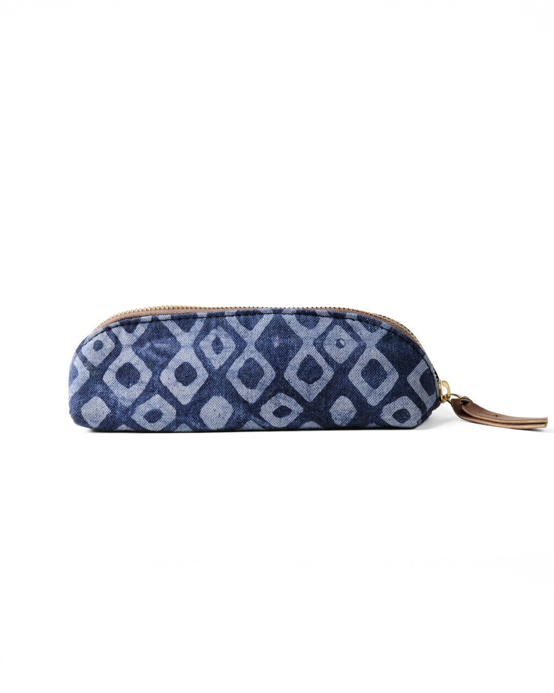 Denim Geometric - D Shape Pencil Pouch