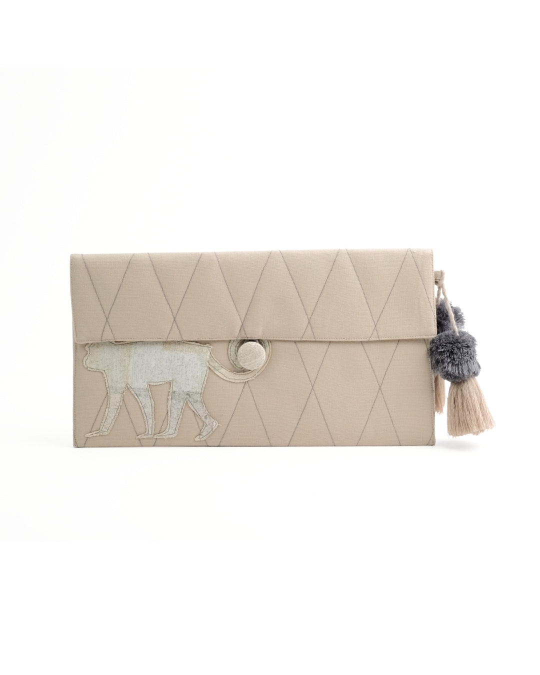 Gond Folk Monkey - Beige Pencil Pouch