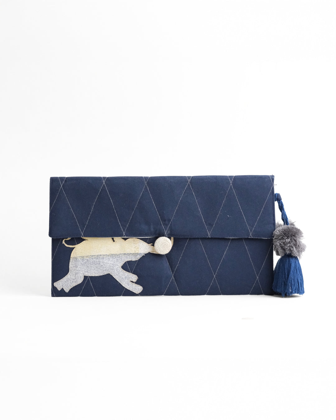 Gond Folk Elephant - Blue Pencil Pouch