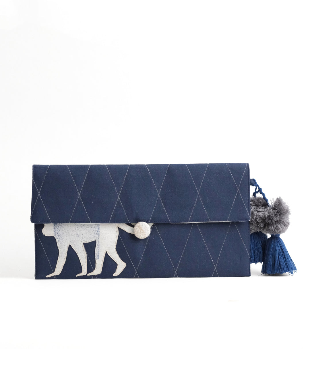 Gond Folk Monkey - Blue Pencil Pouch