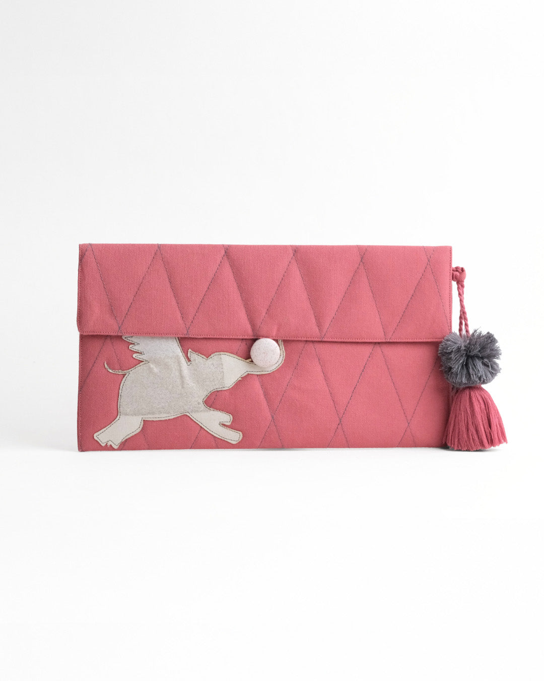 Gond Folk Elephant - Pink Pencil Pouch