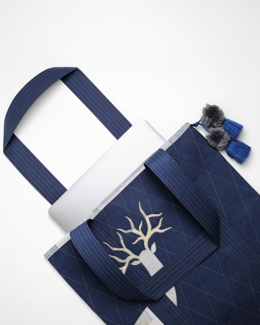 Gond Folk Deer - Blue Laptop Tote