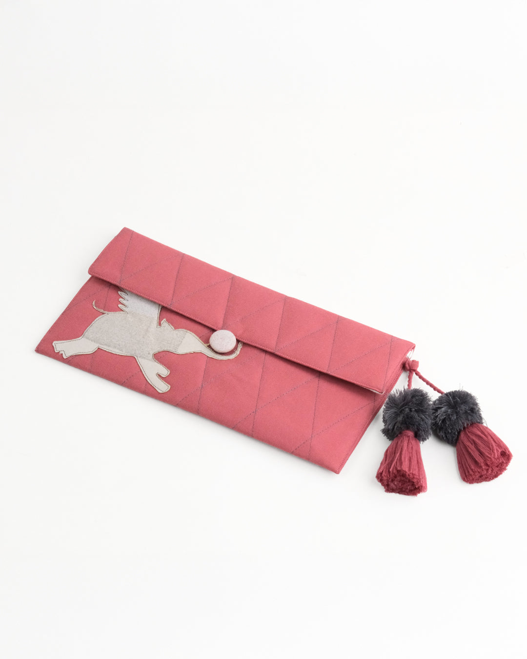Gond Folk Elephant - Pink Pencil Pouch