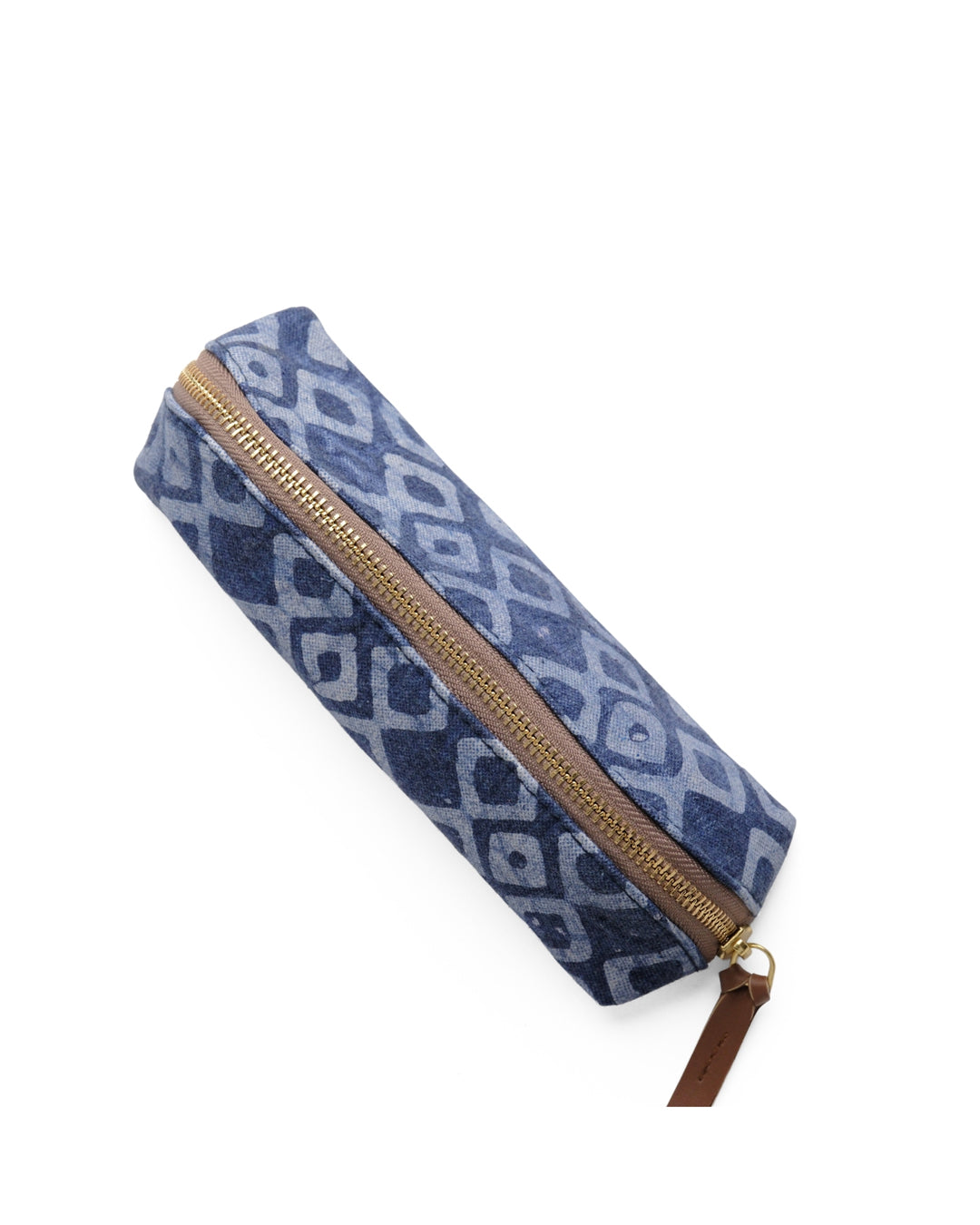 Denim Geometric - D Shape Pencil Pouch