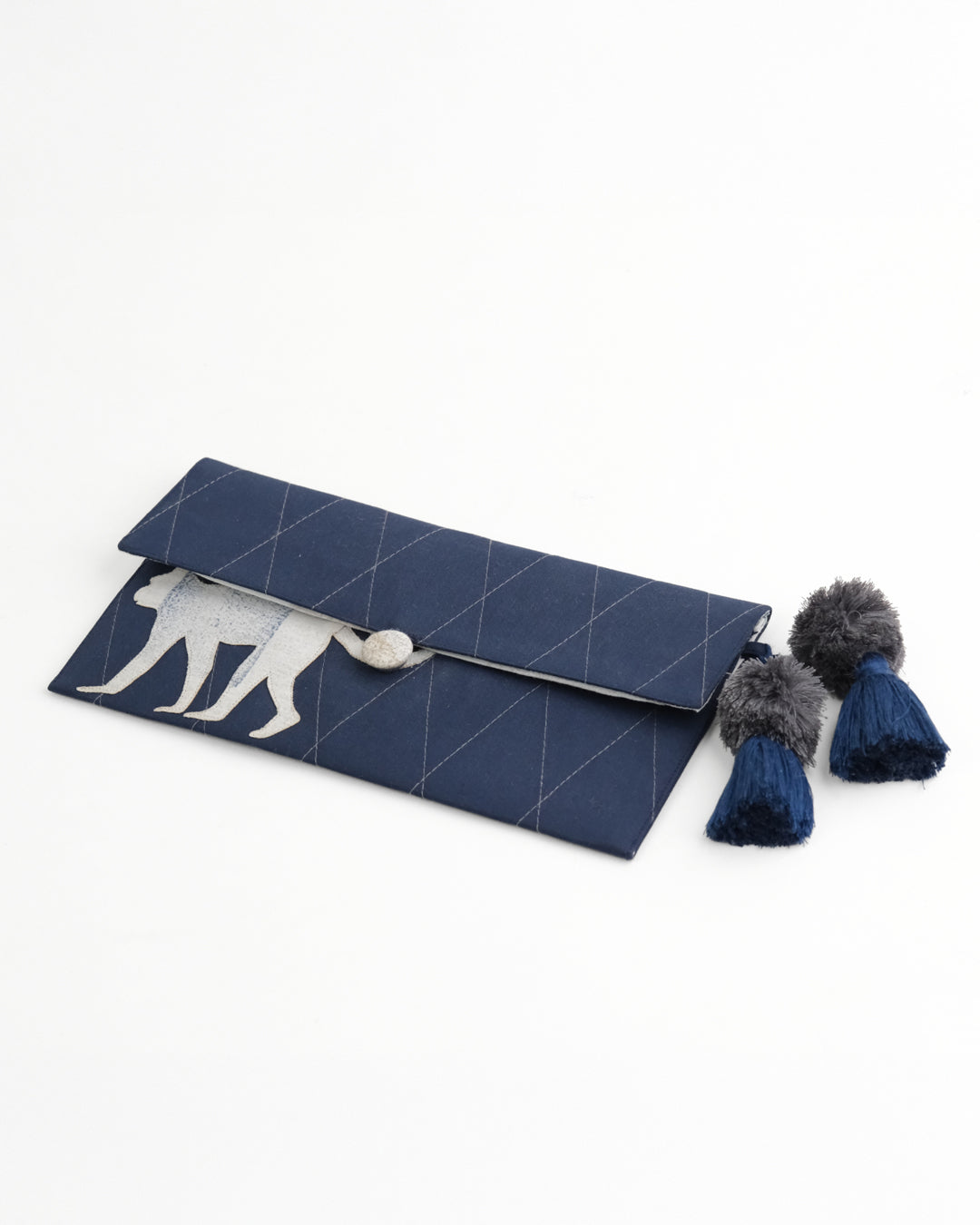 Gond Folk Monkey - Blue Pencil Pouch