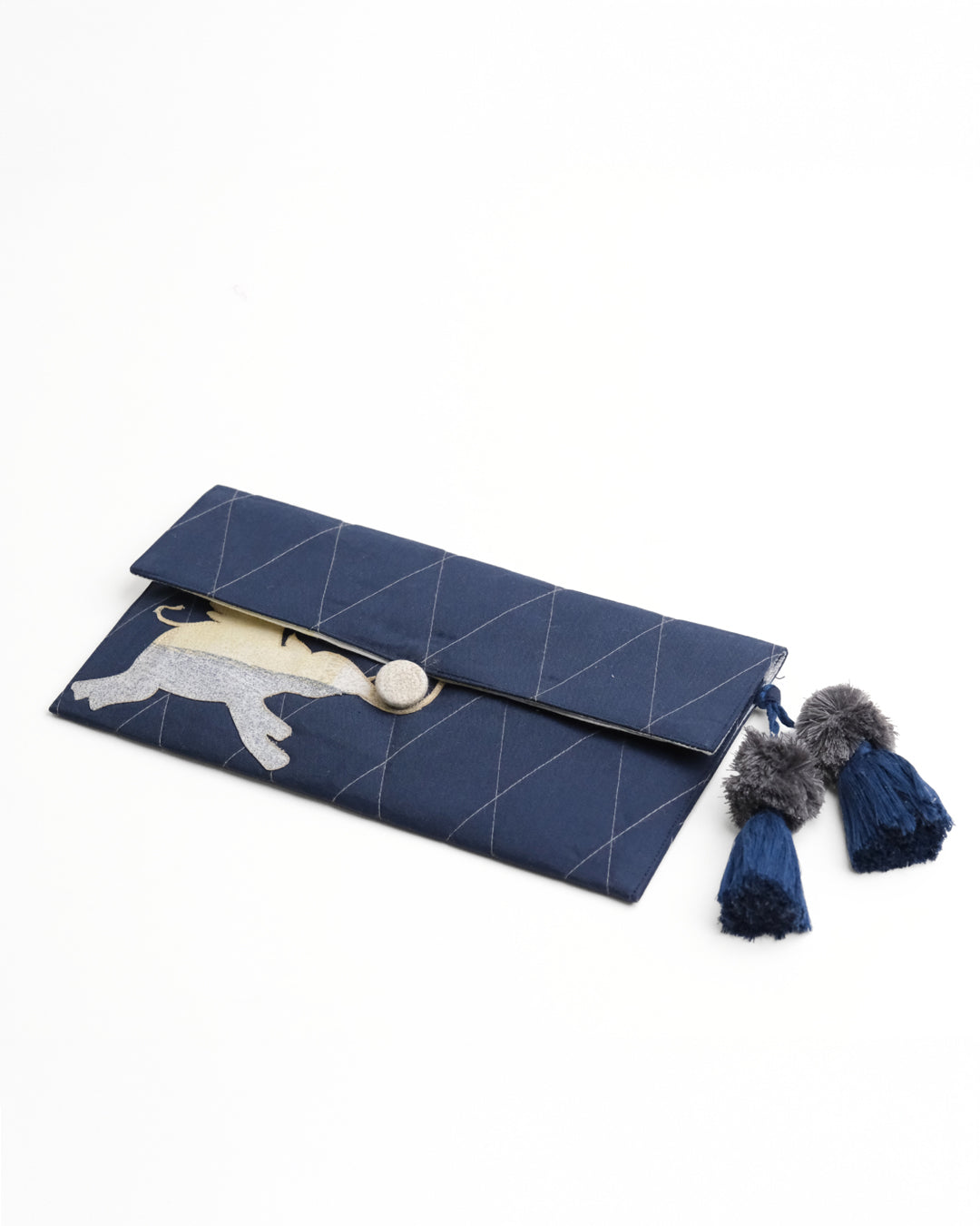 Gond Folk Elephant - Blue Pencil Pouch