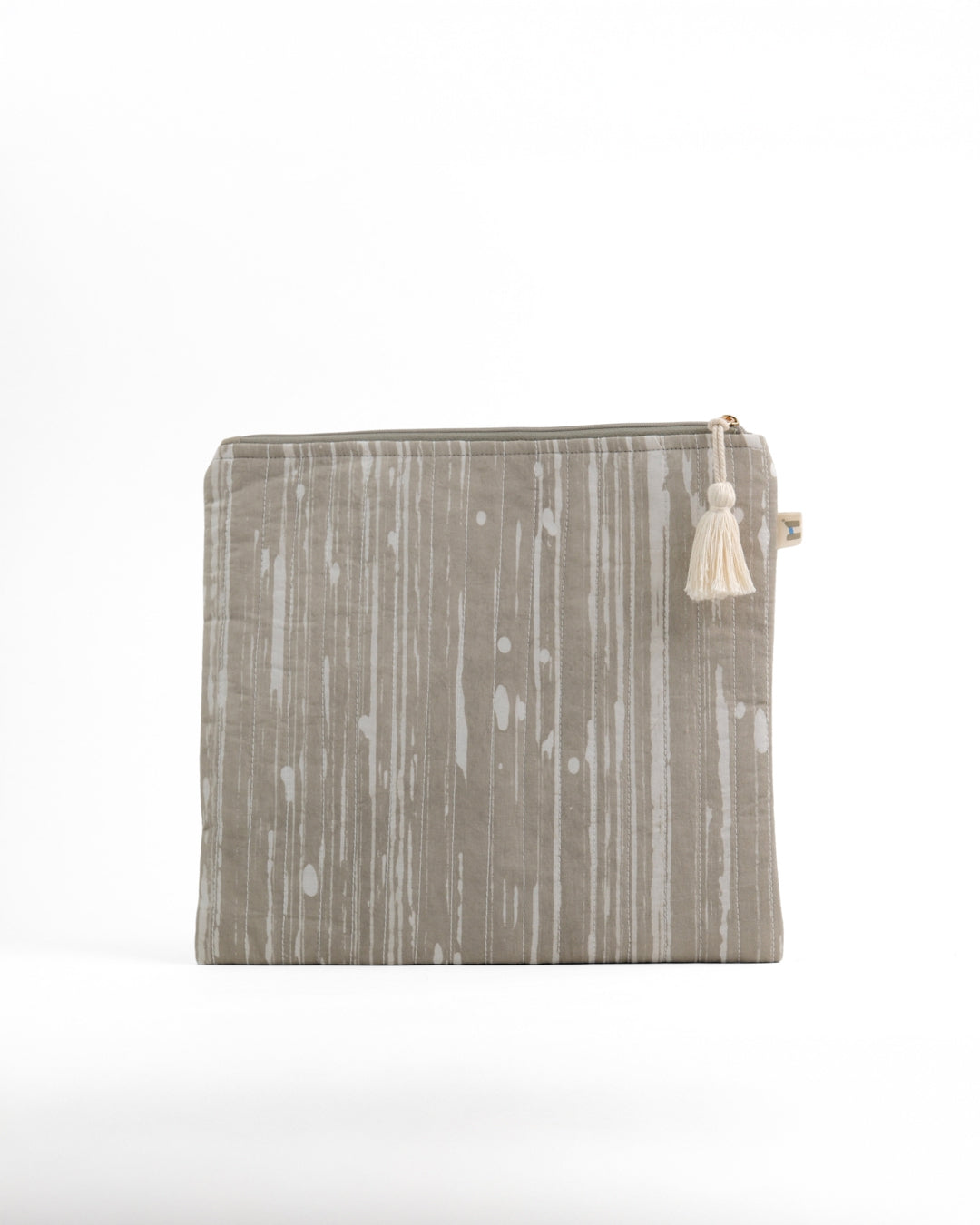 Set of 4 - Geometric Stripes Grey & Green Flat Pouch