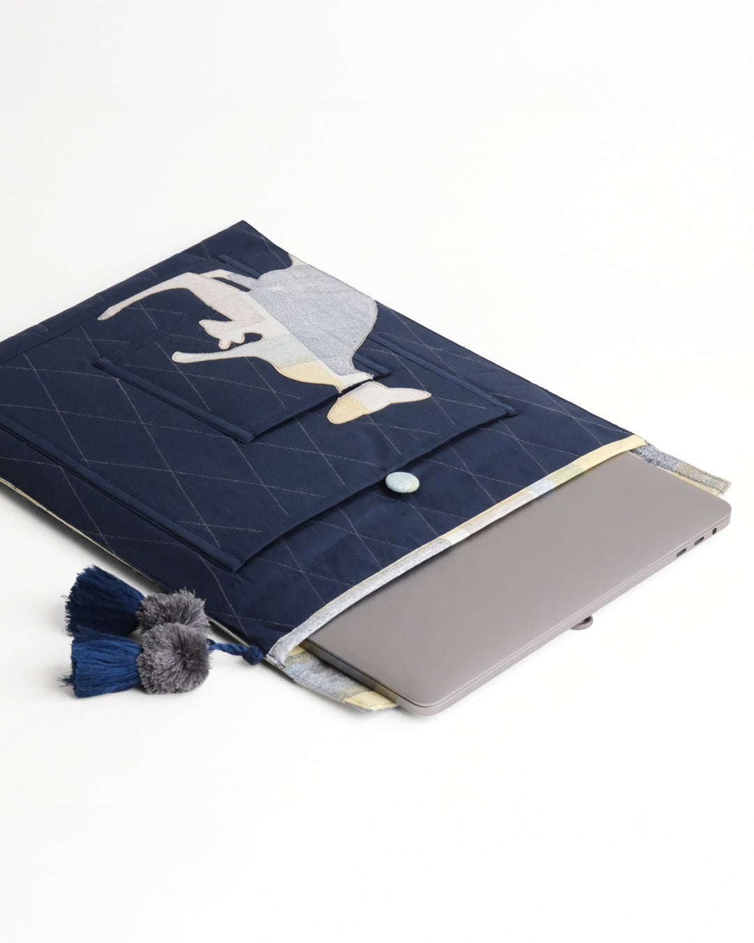 Gond Folk Kangaroo - Blue Laptop Sleeve